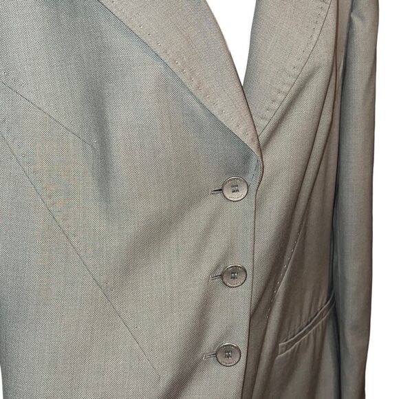 Calvin Klein Women's Collared Khaki Lux Buttoned Blazer Jacket Suit Size 14 - Picture 2 of 12